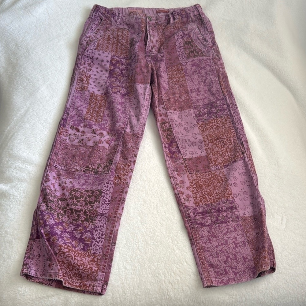 Anthropologie Purple Patchwork Straight Leg Jeans
